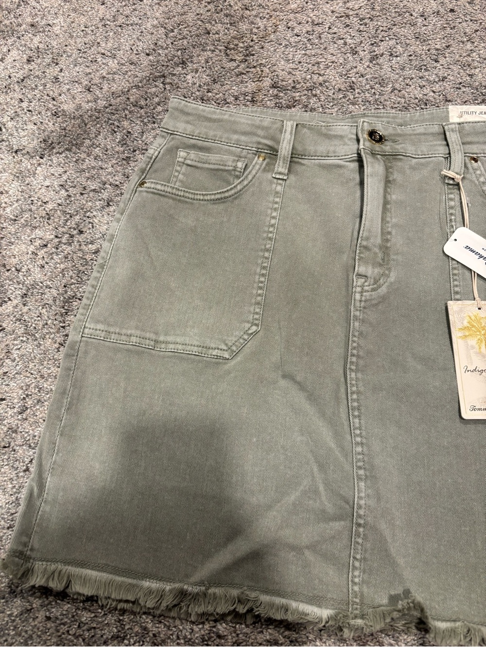 Tommy Bahama Olive Utility Jean Skirt - Picture 3 of 6